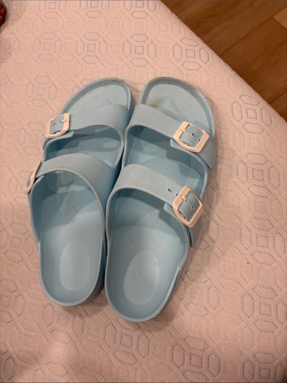 Amazon Kids Light Blue Double Buckle Slide Sandals